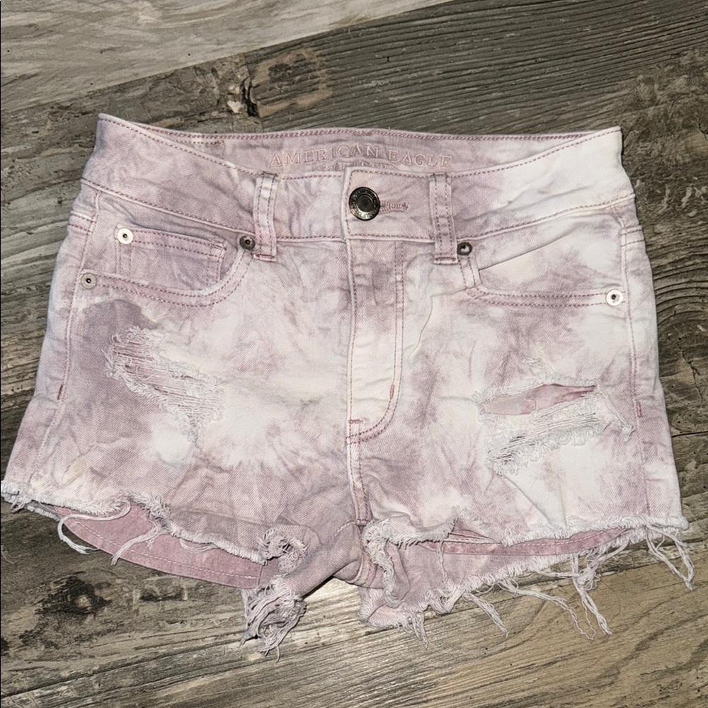 American Eagle Outfitters Pink Distressed Jean Shorts